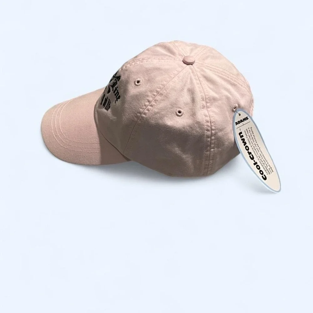 Vintage-style pink baseball cap with embroidered‎ skull by Adams